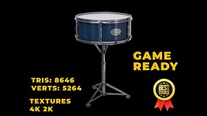 3D Snare drum with stand Low-poly model