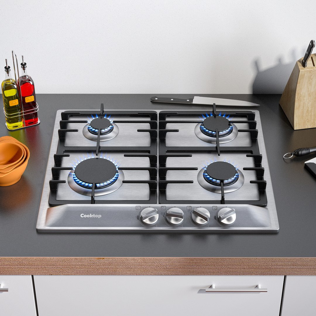3d Model Small Cooktop Gas Rings
