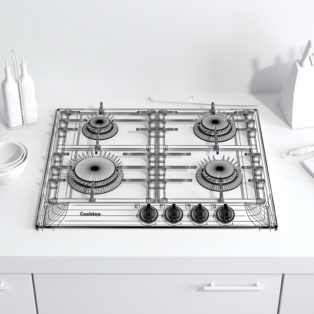 3d Model Small Cooktop Gas Rings