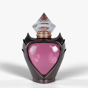 3D Luxury Heart Shaped Perfume Bottle 3D Model  Crystal Cap Golden Collar model