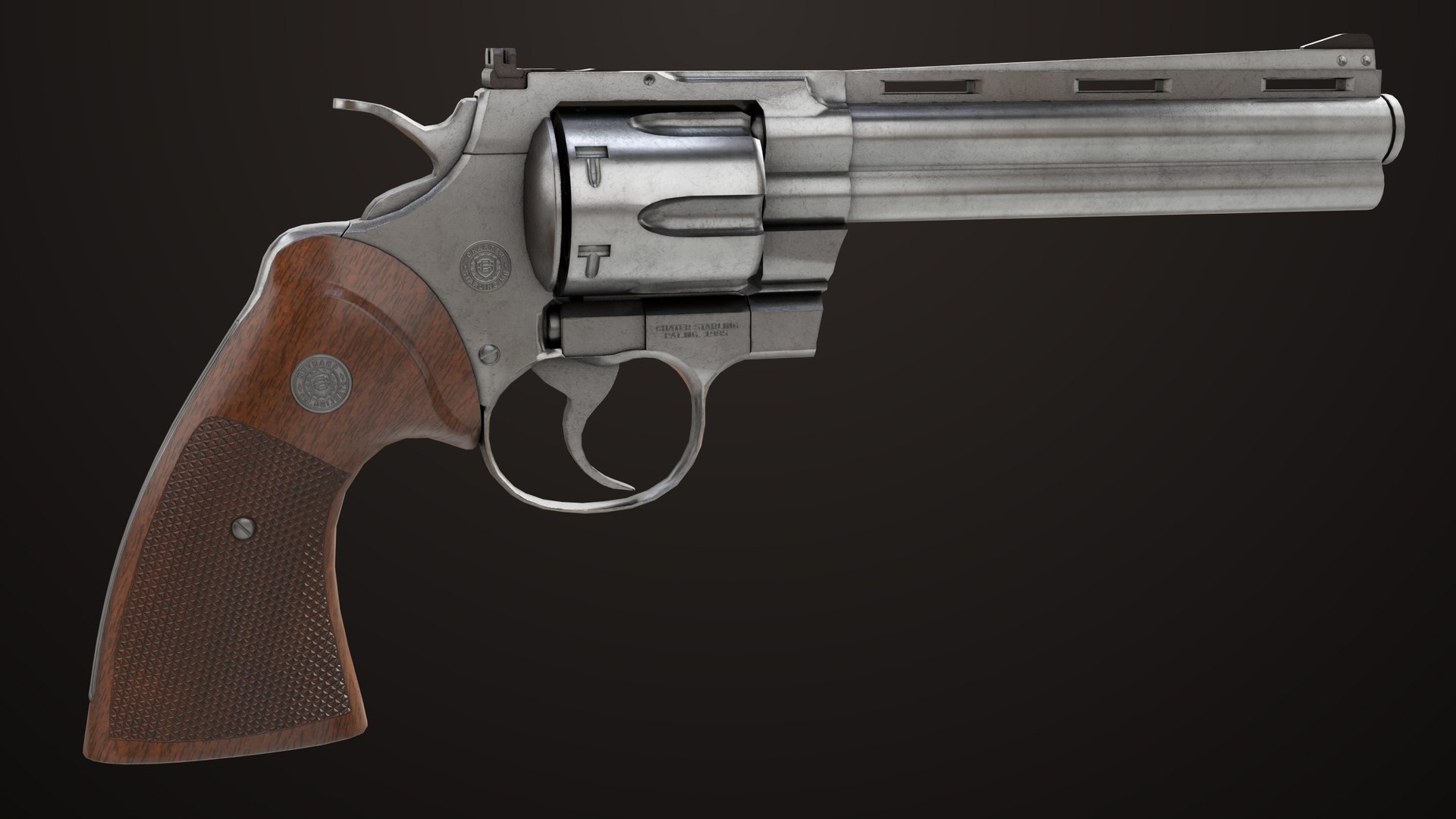 3D Revolver 05 Silver Colt Python All PBR Unity UE Textures model ...
