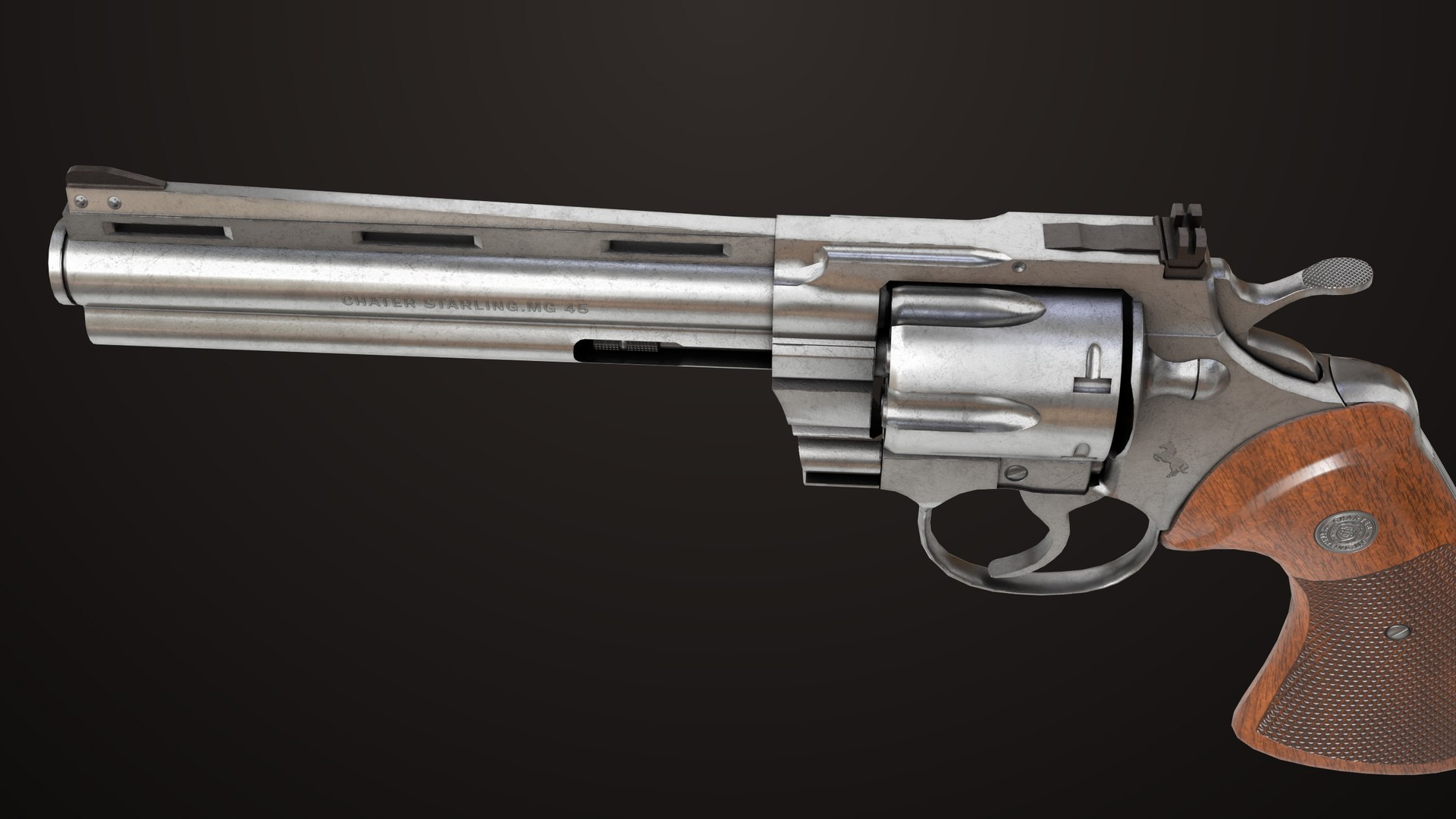 3D Revolver 05 Silver Colt Python All PBR Unity UE Textures model ...