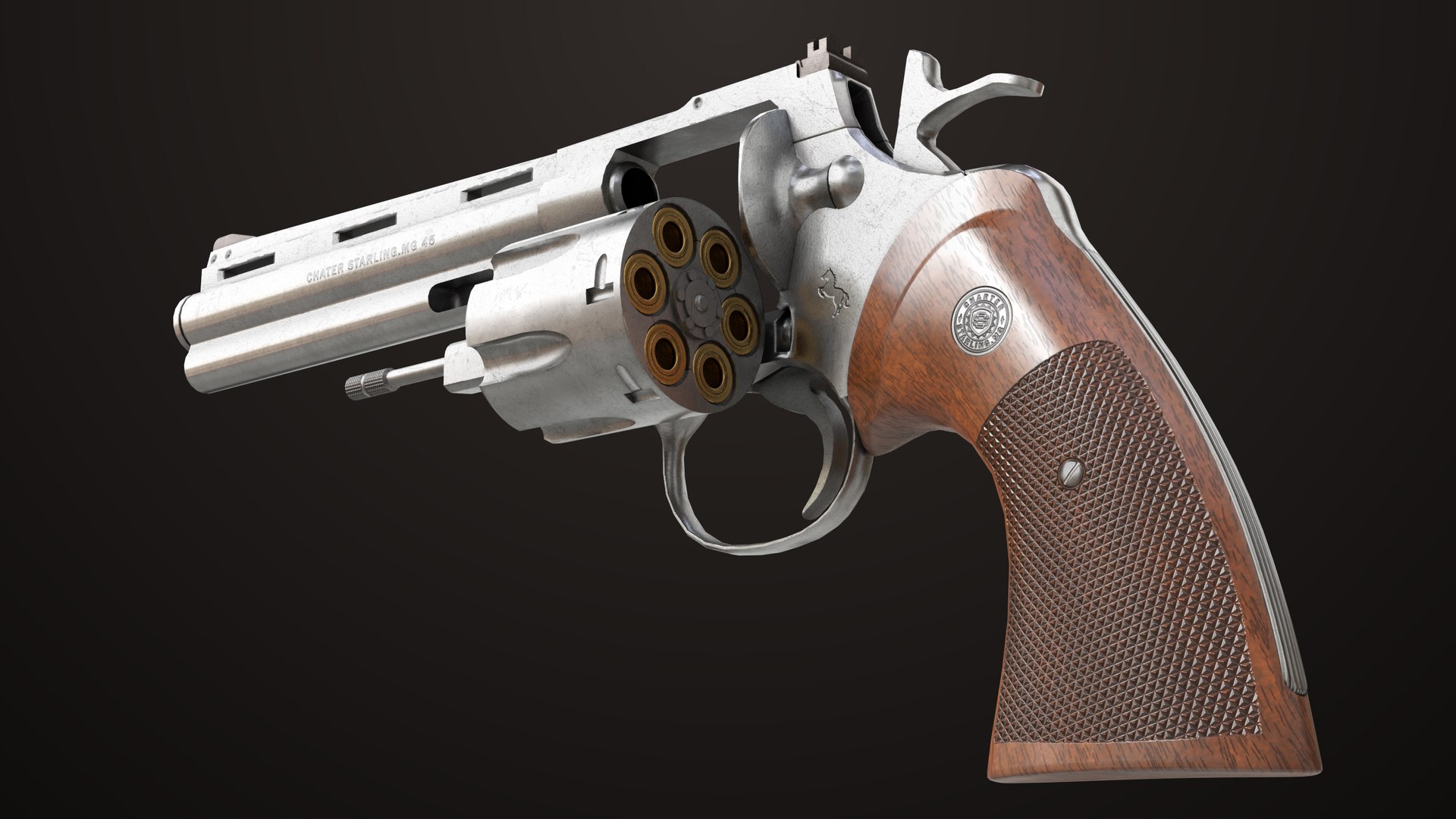 3D Revolver 05 Silver Colt Python All PBR Unity UE Textures model ...