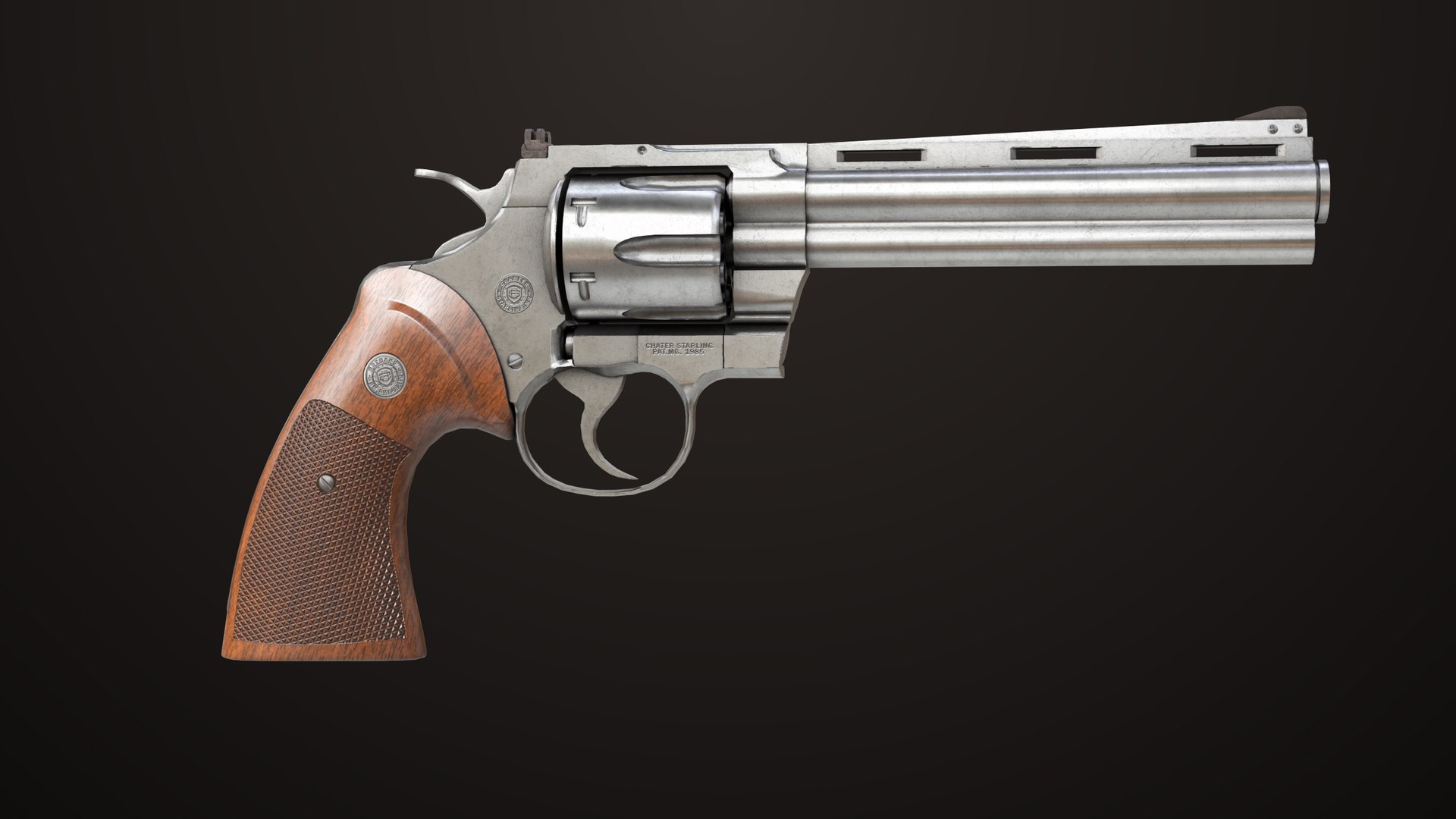 3D Revolver 05 Silver Colt Python All PBR Unity UE Textures model ...