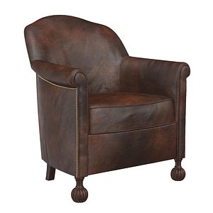 1950s French Leather imitation Armchair 3D model