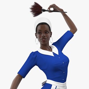 3D model dark skin black maid