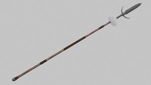 3D Arab Long Spear With Fur