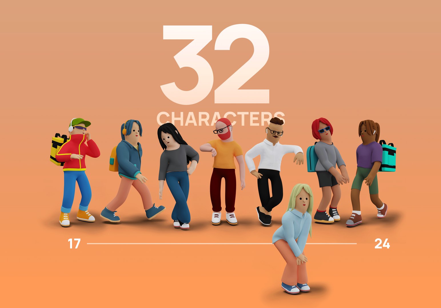 3d Model Cartoon Character Pack X32 Character Inside Low Poly 3d Model 3d Model Cartoon Character Pack X32 Character Inside Low Poly 3d Model