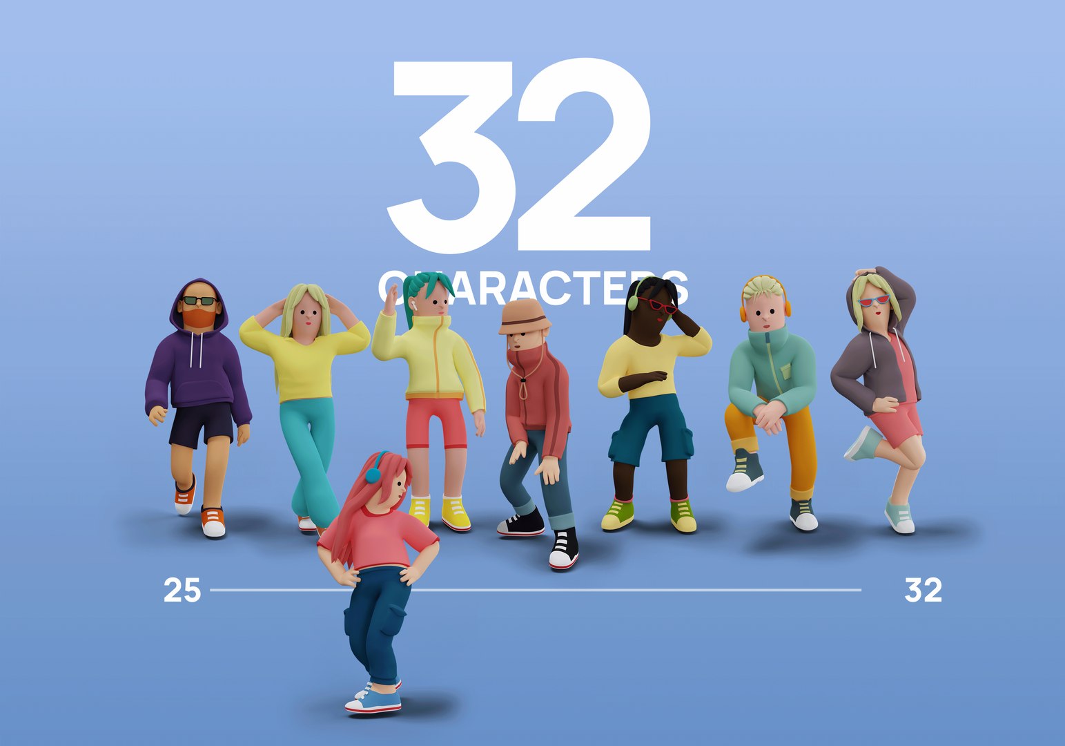 3d Model Cartoon Character Pack X32 Character Inside Low Poly 3d Model 3d Model Cartoon Character Pack X32 Character Inside Low Poly 3d Model