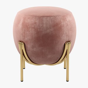 Pink Corduroy Small Ottoman