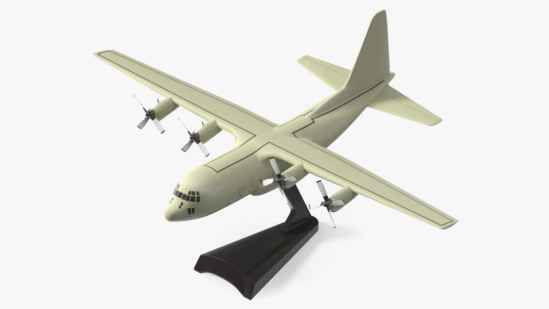 Turboprop Military Transport Aircraft Scale Model with Stand 3D model preview