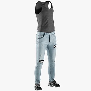 3D realistic men s jeans model