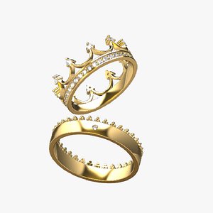 wedding ring 21 princess crown ring 3D model