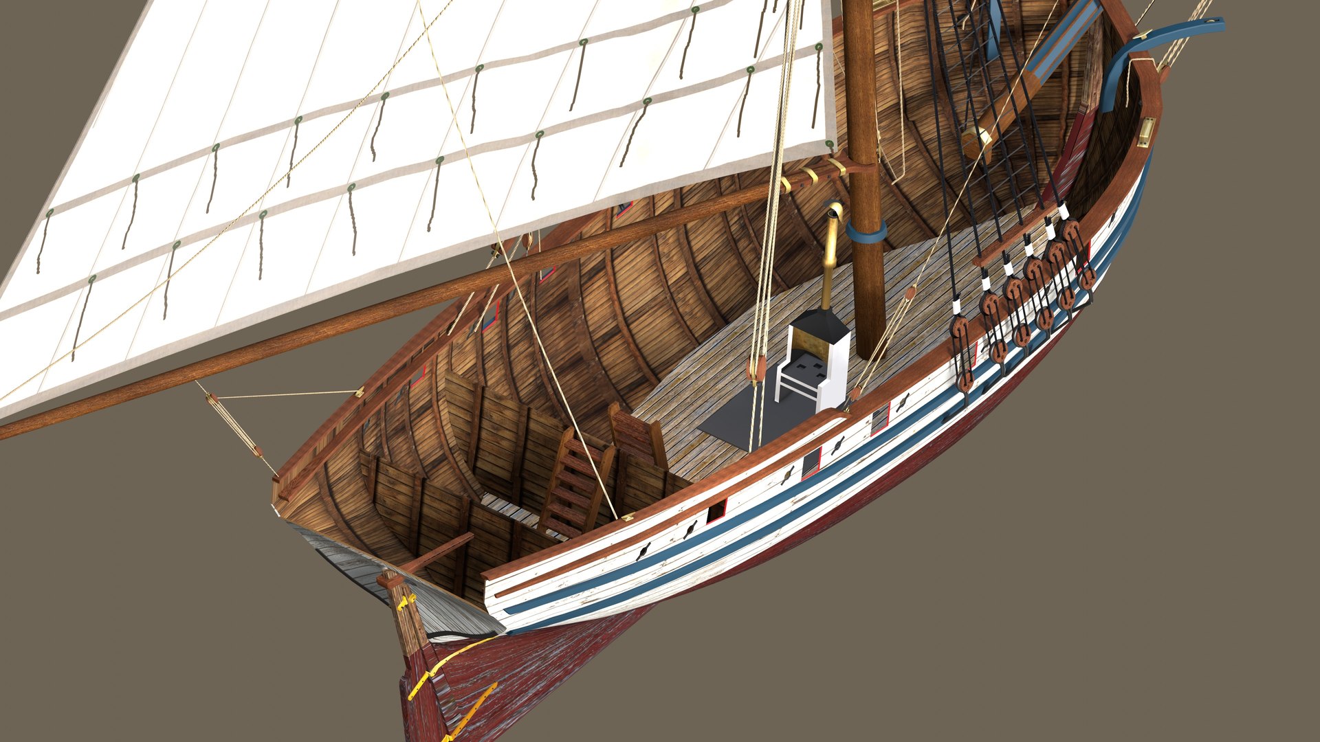 3D British Sloop MEDIATOR - Gunship 1745 - TurboSquid 1875070