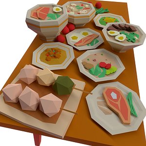 Flat low-poly food collection 3D