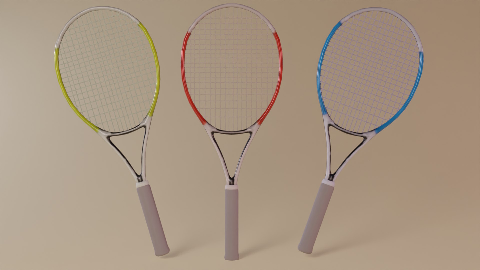 3D Low Poly Tennis Racket Pack Low-poly 3D Model - TurboSquid 1921415