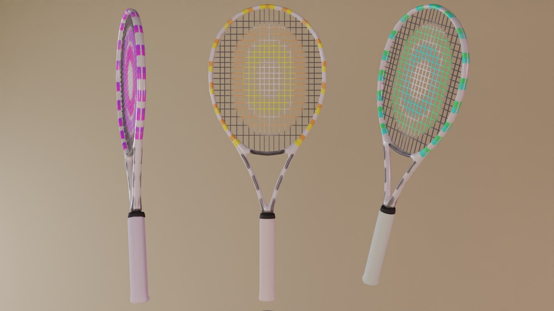 3D Low Poly Tennis Racket Pack Low-poly 3D Model - TurboSquid 1921415
