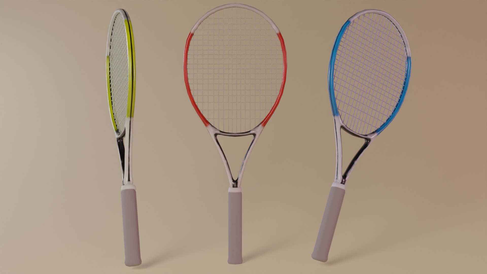 3D Low Poly Tennis Racket Pack Lowpoly 3D Model TurboSquid 1921415