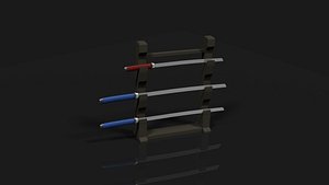 Lowpoly Samurai Sword Stand 3D model