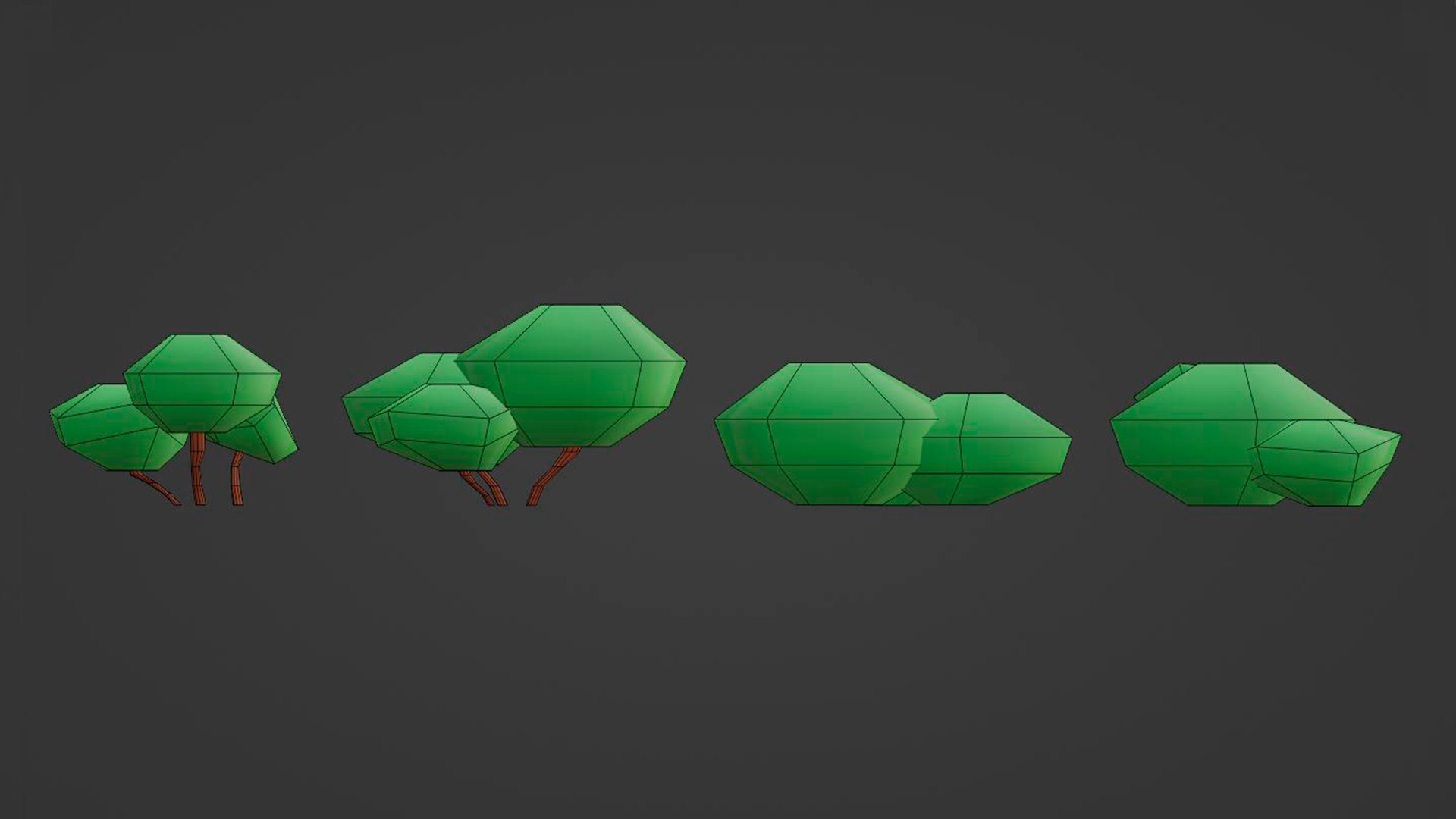 3D LOW POLY BUSH 4 VERSIONS Model - TurboSquid 2088382