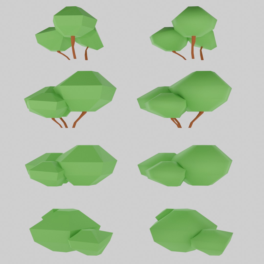 3D LOW POLY BUSH 4 VERSIONS Model - TurboSquid 2088382