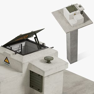 3D Civil Defense Shelter Entrance Block Rigged for Cinema 4D model