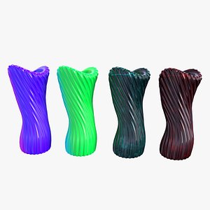 3D Ribbed Twisted Vases