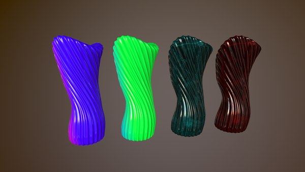 3D Ribbed Twisted Vases - TurboSquid 1877417