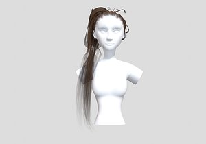 3D model Pigtail Thin Hairstyle