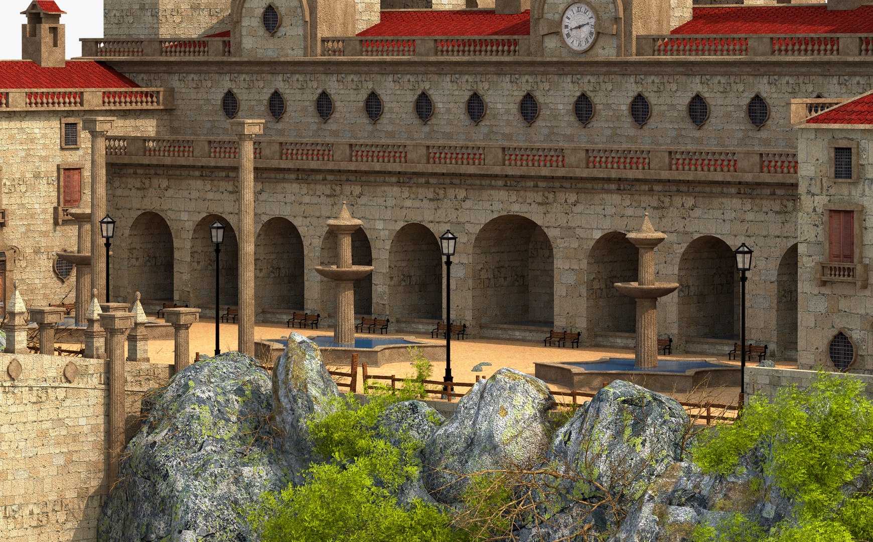 3D Fantasy Castle Monastery Model - TurboSquid 1808325