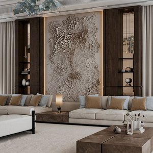 Modern Abstract Floral wall decor Relief STL Mural CNC 432
