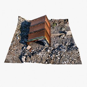 Gravel Concrete Metal 01 - 3D photogrammetry model scan of rusted metal with a concrete block 3D