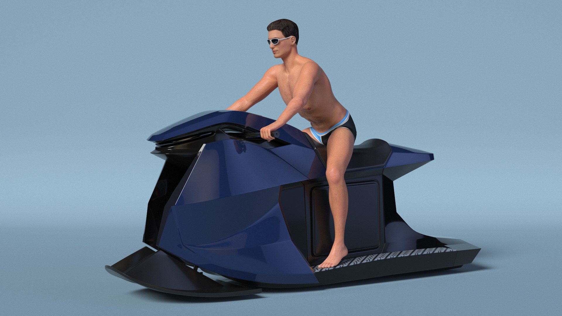 Jet Ski Blue With Rider 3D Model - TurboSquid 2381636