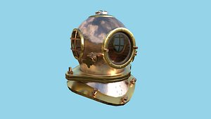 Diving Helmet 02 - Copper Gold  - Character Design Fashion 3D model