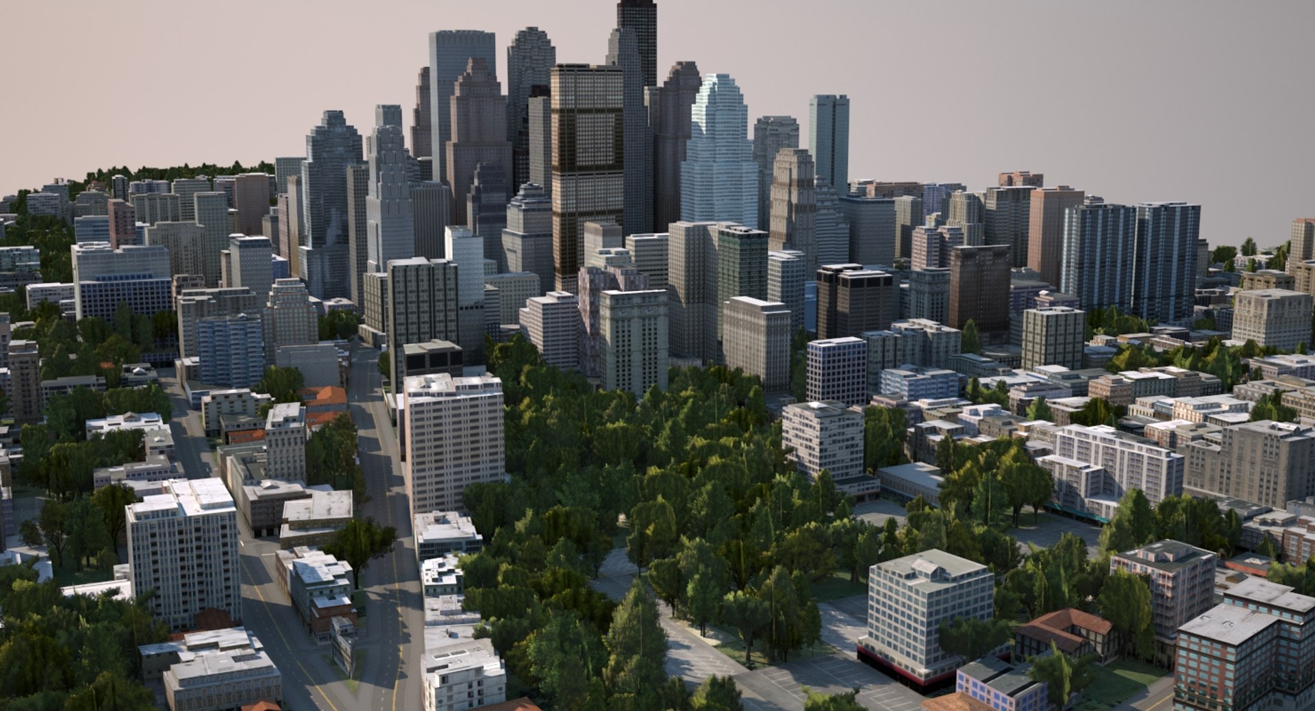 Cityscape Scene Highrise 3d Model