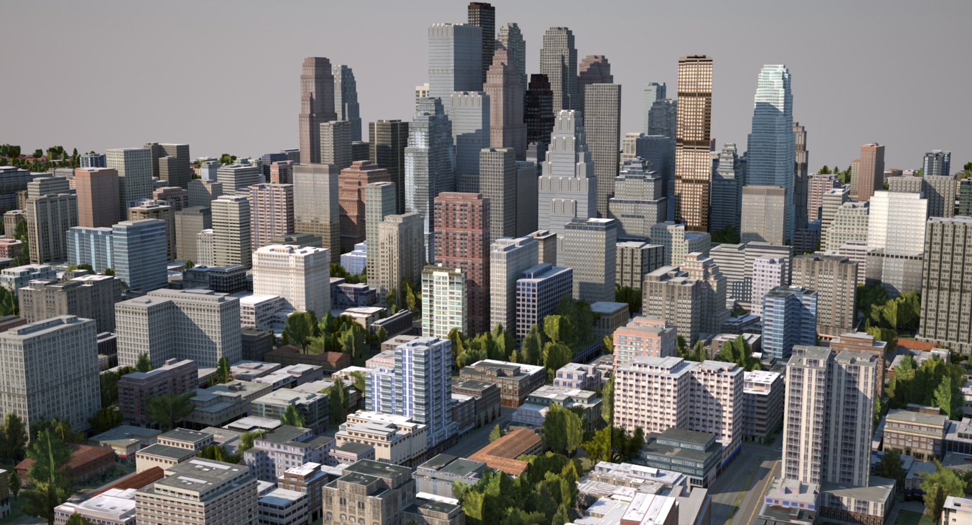 Cityscape Scene Highrise 3d Model