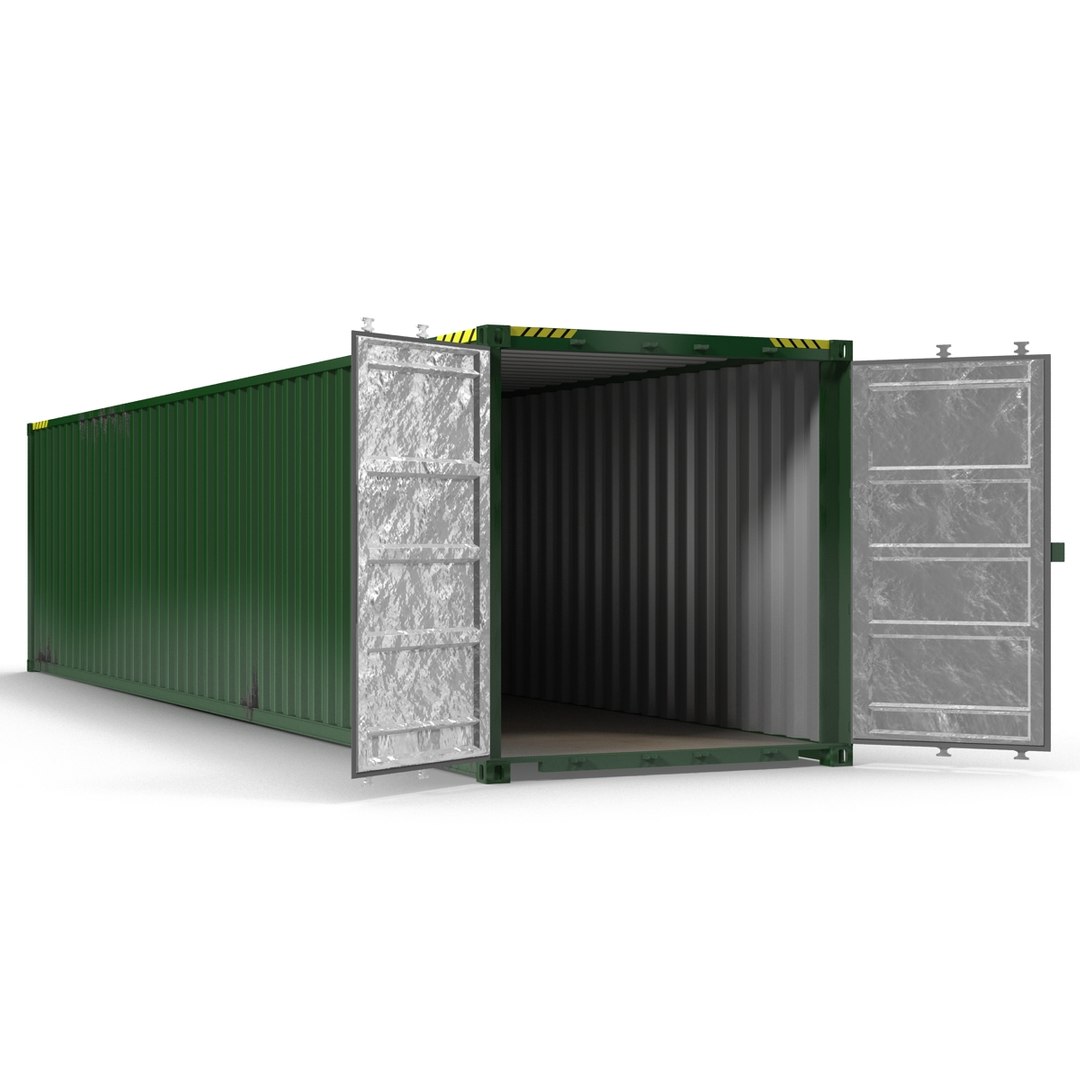 40 ft ISO Container Green 3D Model preview