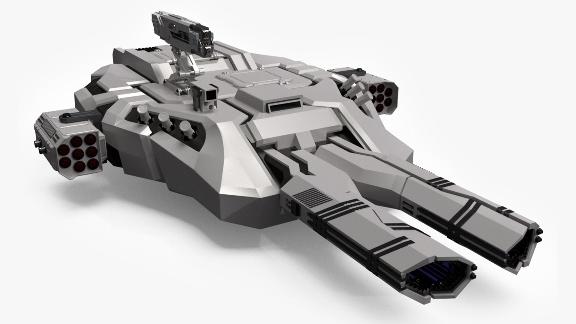 Sci Fi Heavy Turret White 3D model preview