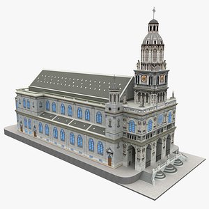 Eglise Sainte Trinite Roman Catholic Church Paris Low Poly