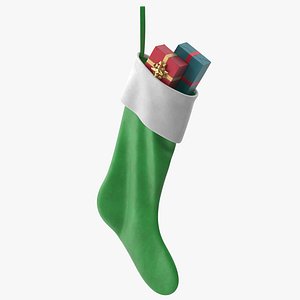 Christmas Stocking Green with Gifts 4