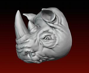 3D model Rhino head 3D print