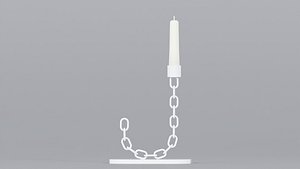 Alphabet J White Chain Candleholder 3D Model True PBR Renders Zero Cleanup UVs 4K PBR Textures 3D