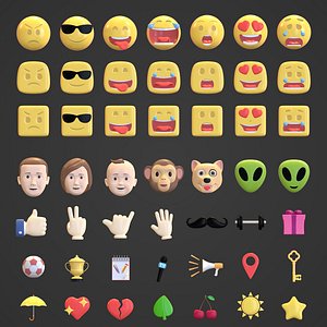 Smileys and Icons MEGA Pack -- Based on materials only 3D