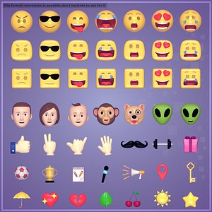 Cartoon Icon Pack -- Smiley Emoji Head Hand Sun Star Sport Heart