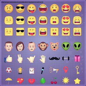 Cartoon Icon Pack -- Smiley Emoji Head Hand Sun Star Sport Heart