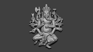 3D model Ganesha Sculpture God 1