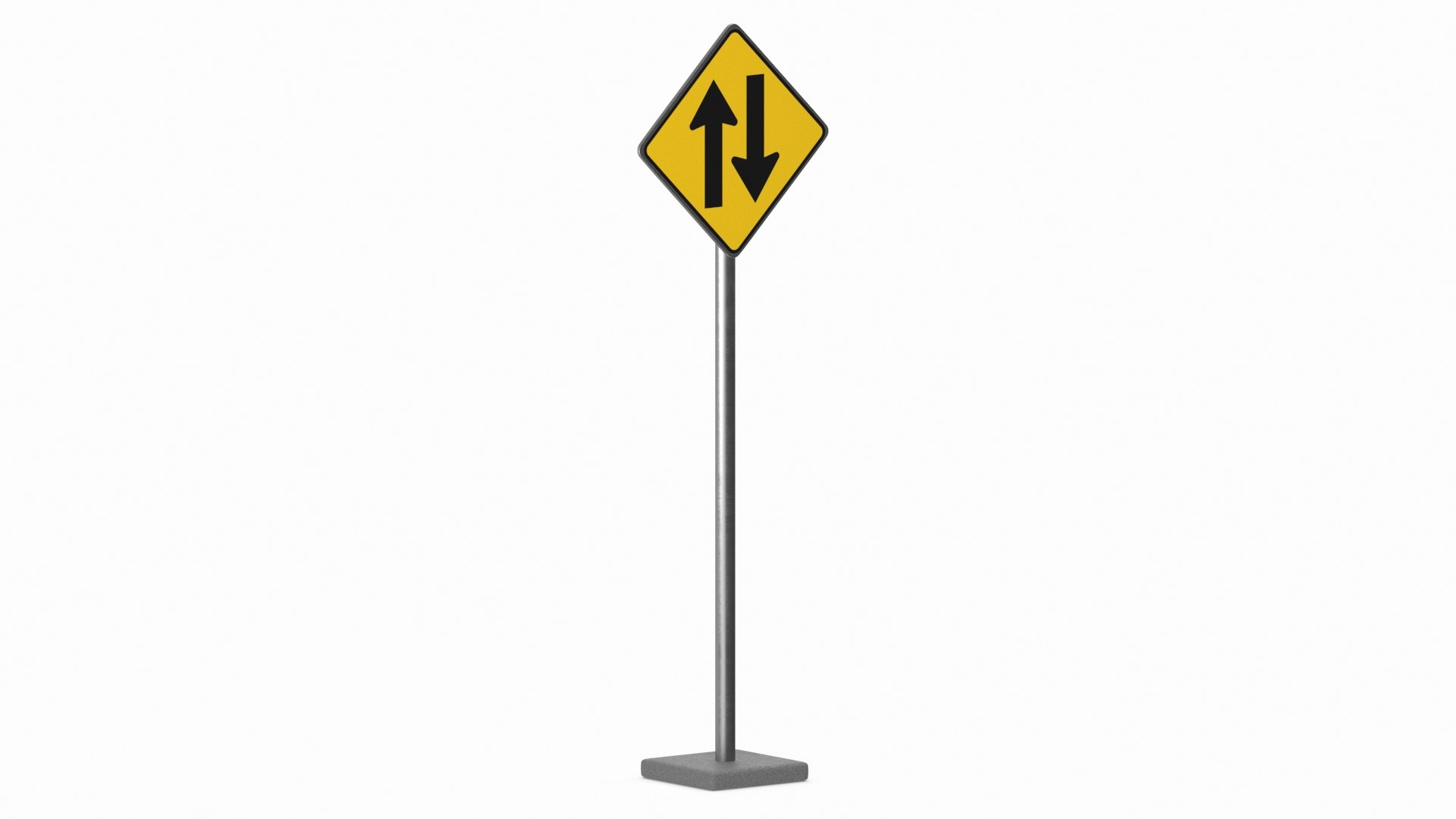 Road Sign Two Way Traffic 3D model preview