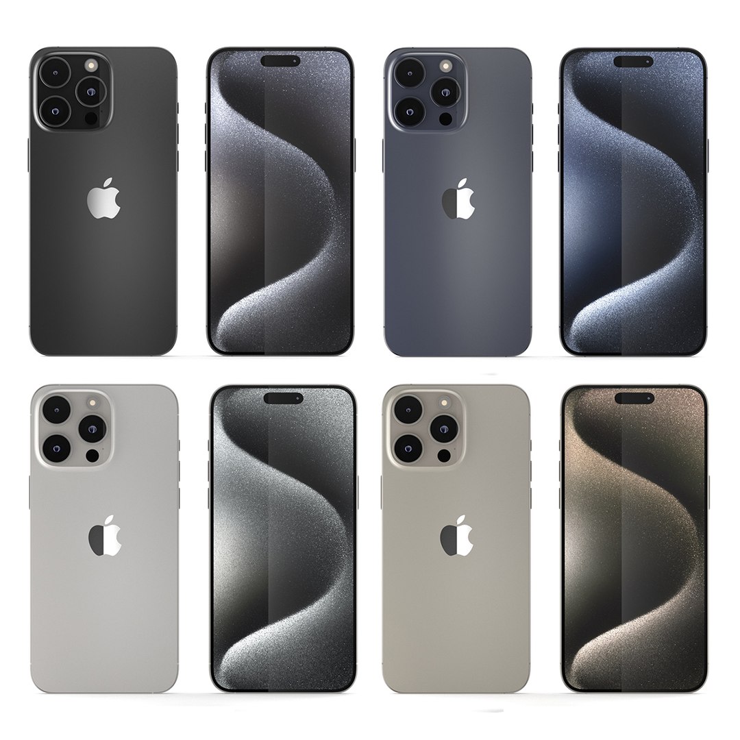 Apple iPhone 15 Pro Max 全色3Dモデル - TurboSquid 2129189