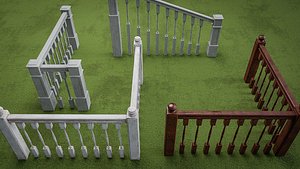 Banister and Handrail Set 3D model