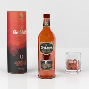 3d glenfiddich 15 whisky bottle model